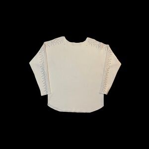 Women's Lightweight Ivory Sweater with Silver Embellishments_Size Large